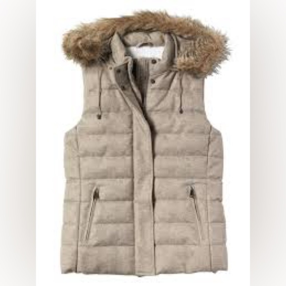 Banana Republic FAUX-FUR HERRINGBONE PUFFER VEST OOS online